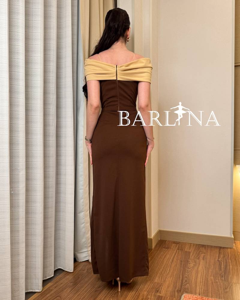 Brown maxi dress with front leg slit