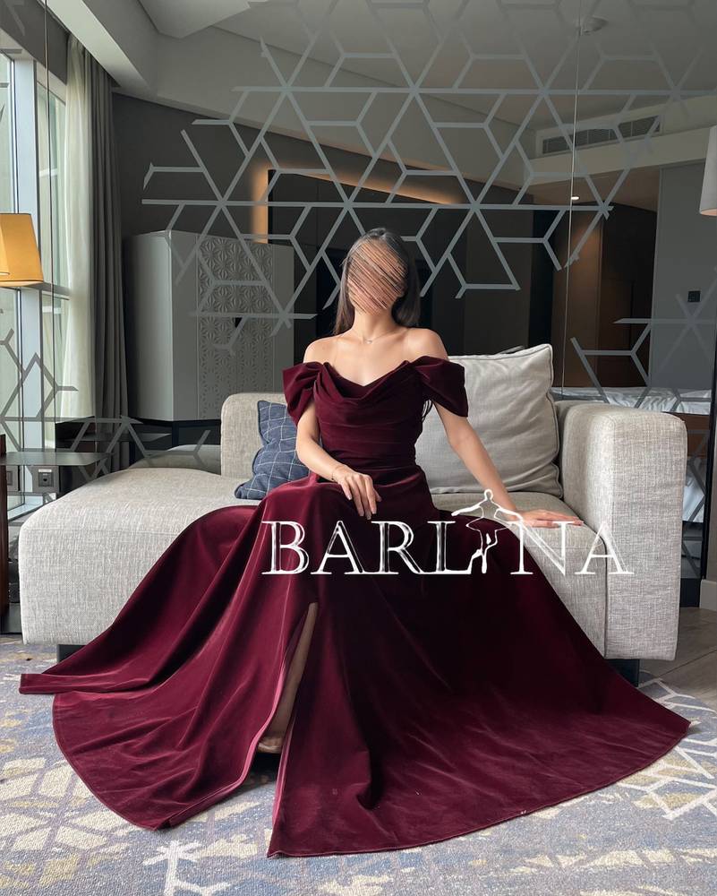 Long burgundy velvet dress