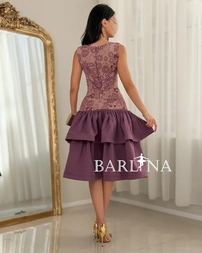 Purple floral dress with a fitted bodice