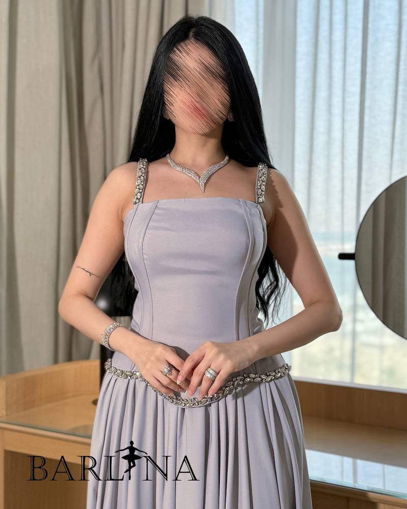 Gray corset dress embroidered with crystals