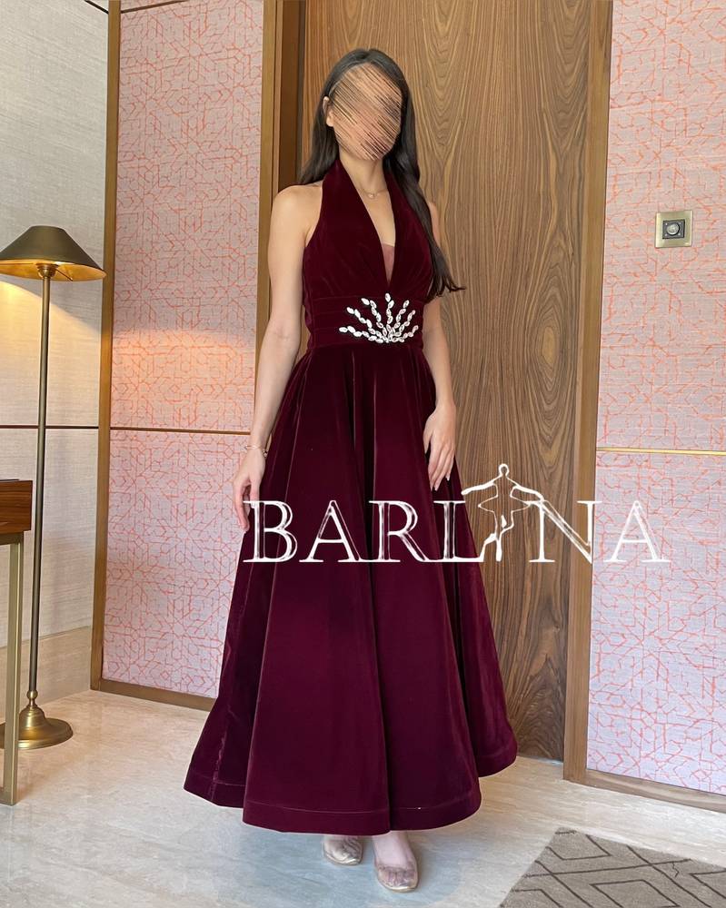 Velvet Dress with a Necktie
