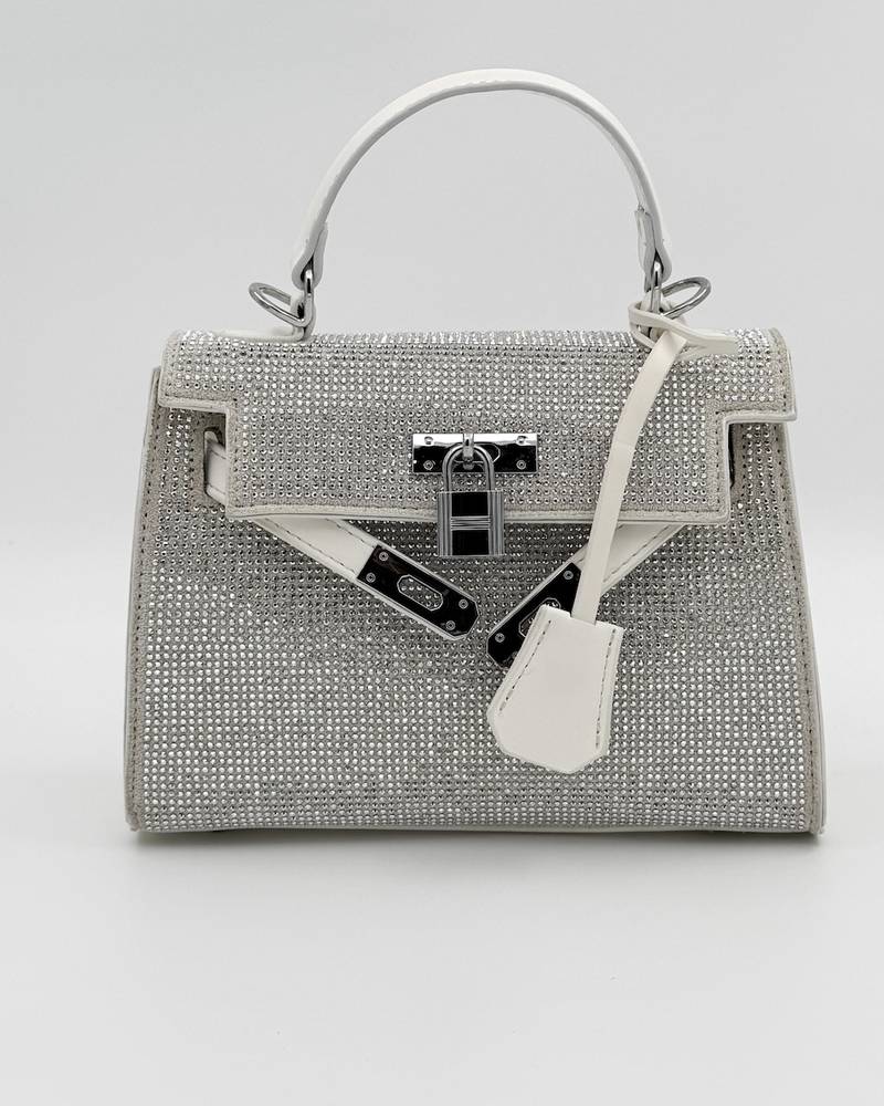 Luxury studded bag with front closure