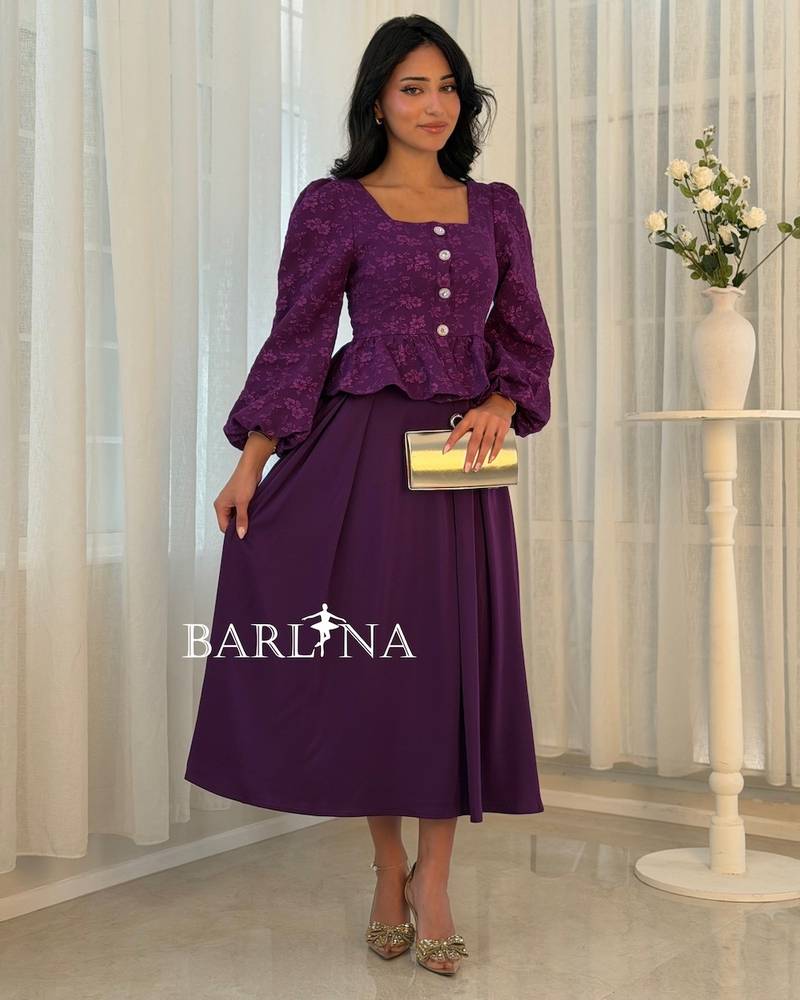 Purple midi set with a floral top