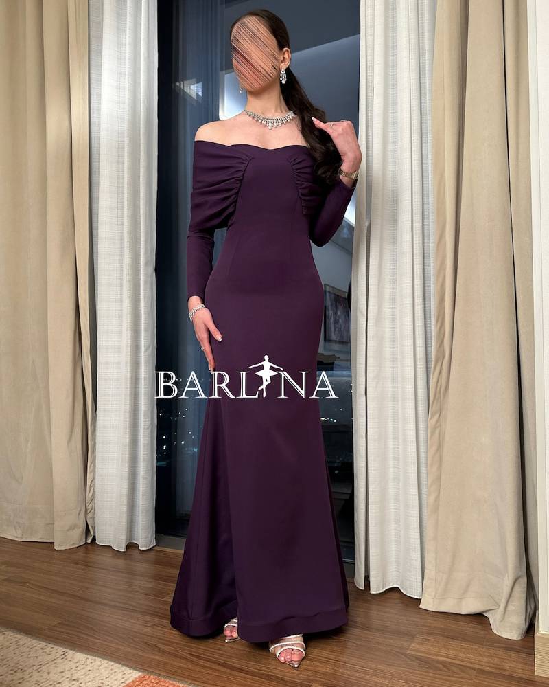 Dark lilac bodycon dress with long sleeves