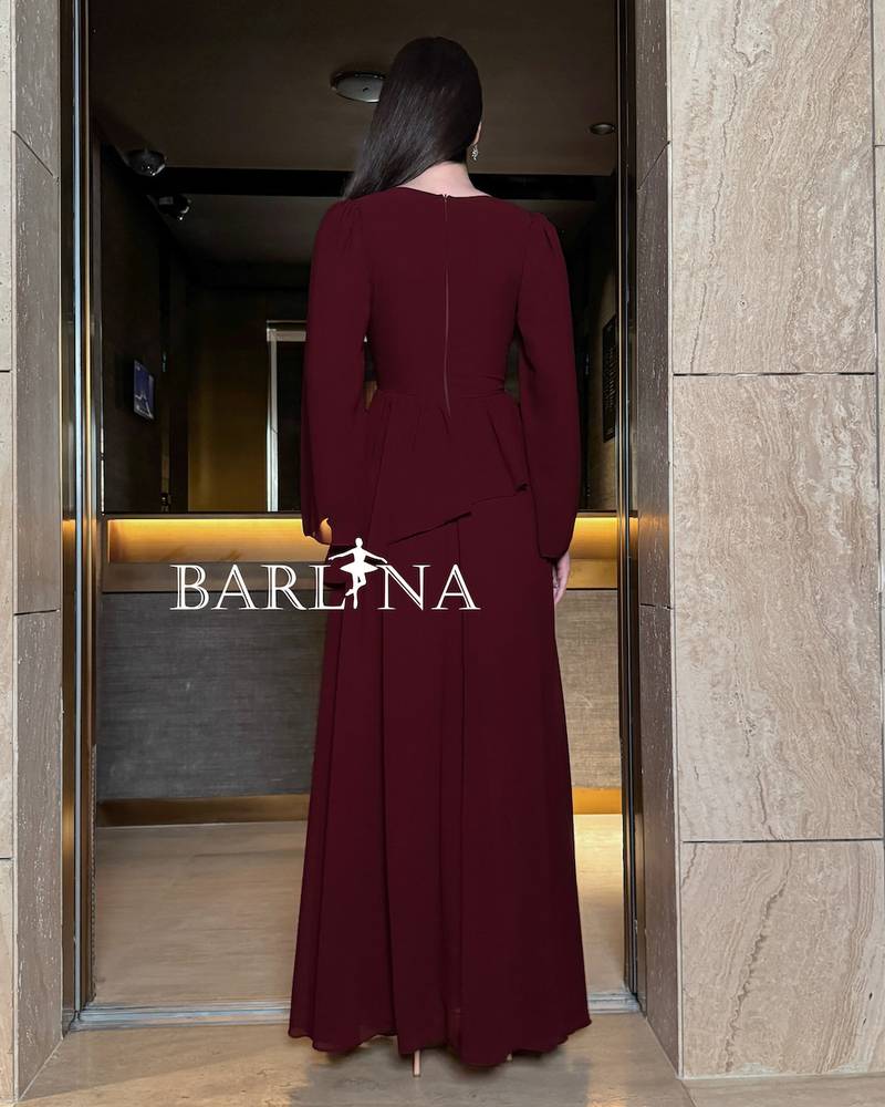 Burgundy dress with soft layered side detail