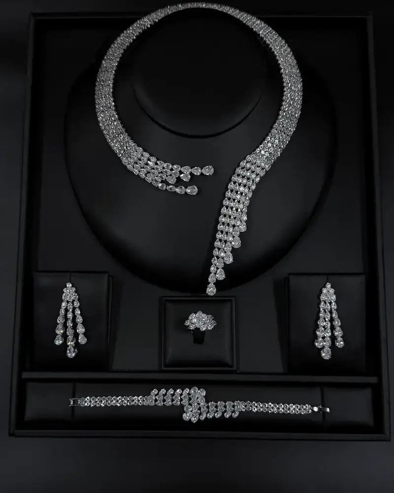 An accessory set adorned with elegant crystals and stones