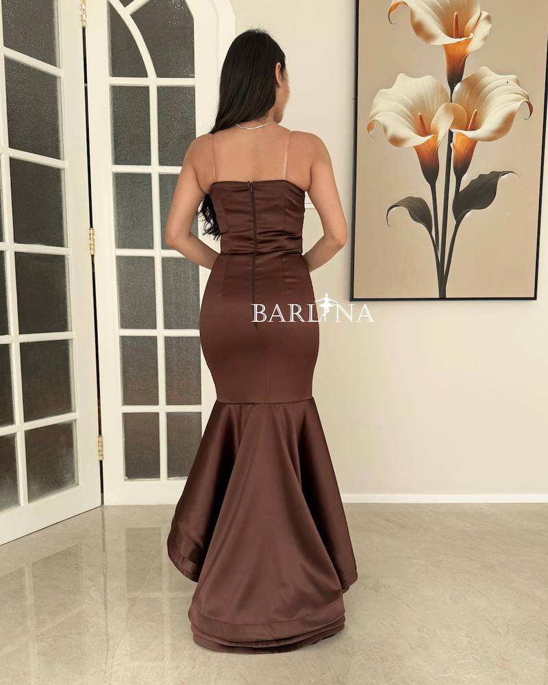 High-low brown mermaid dress