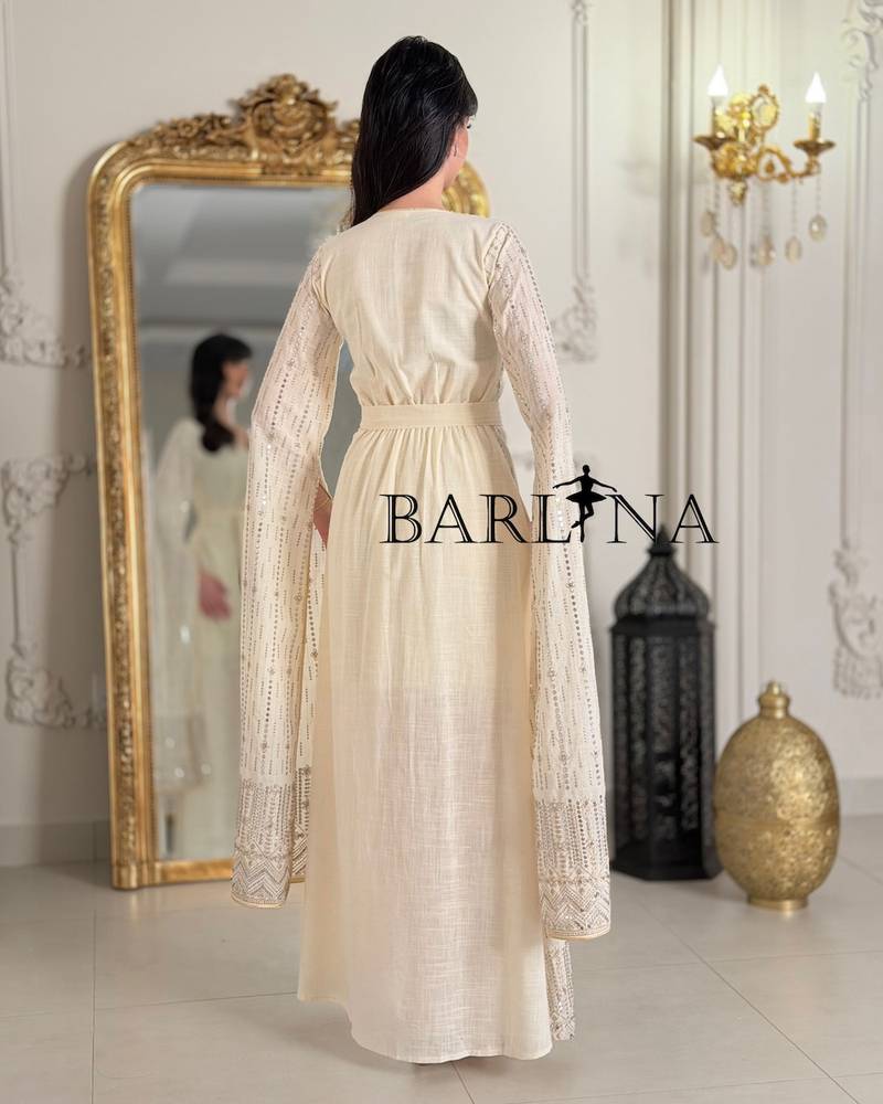 Luxurious wrap-style jalabiya adorned with sequins