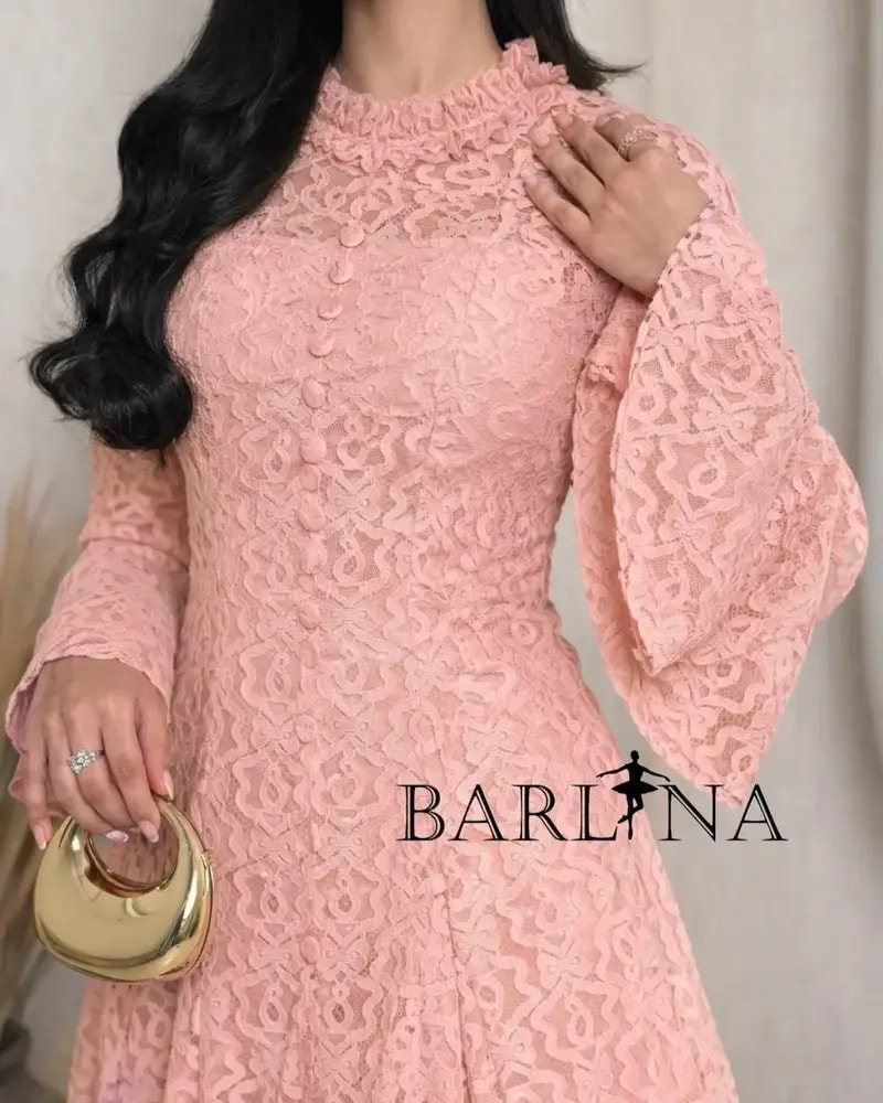 A soft dress adorned with elegant lace patterns