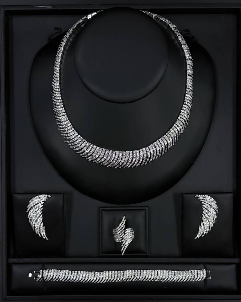 Luxury silver accessory set with a circular design