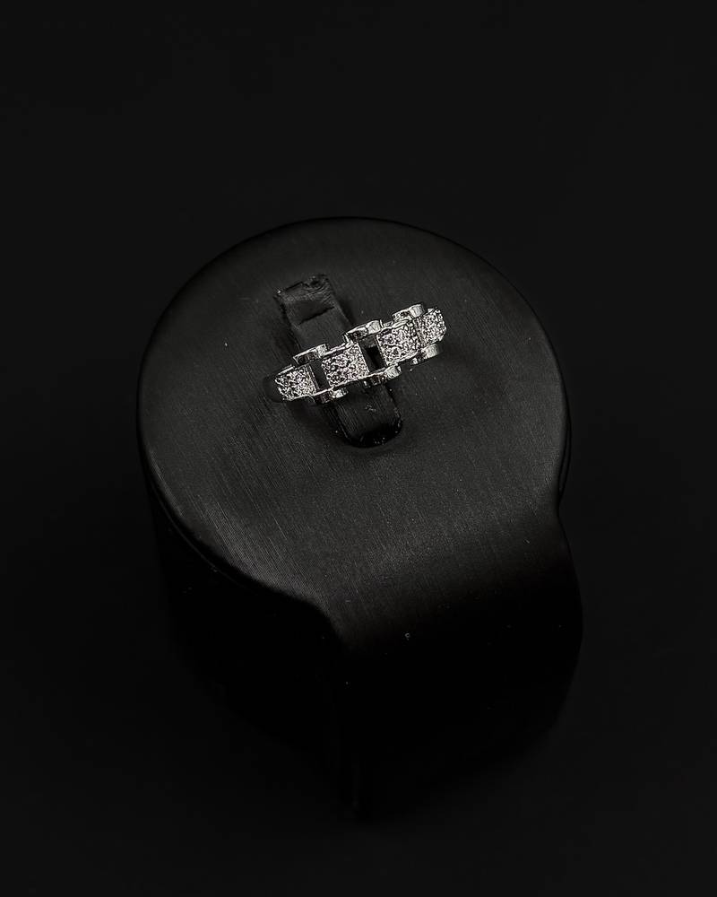 Delicate rectangular link bracelet and ring
