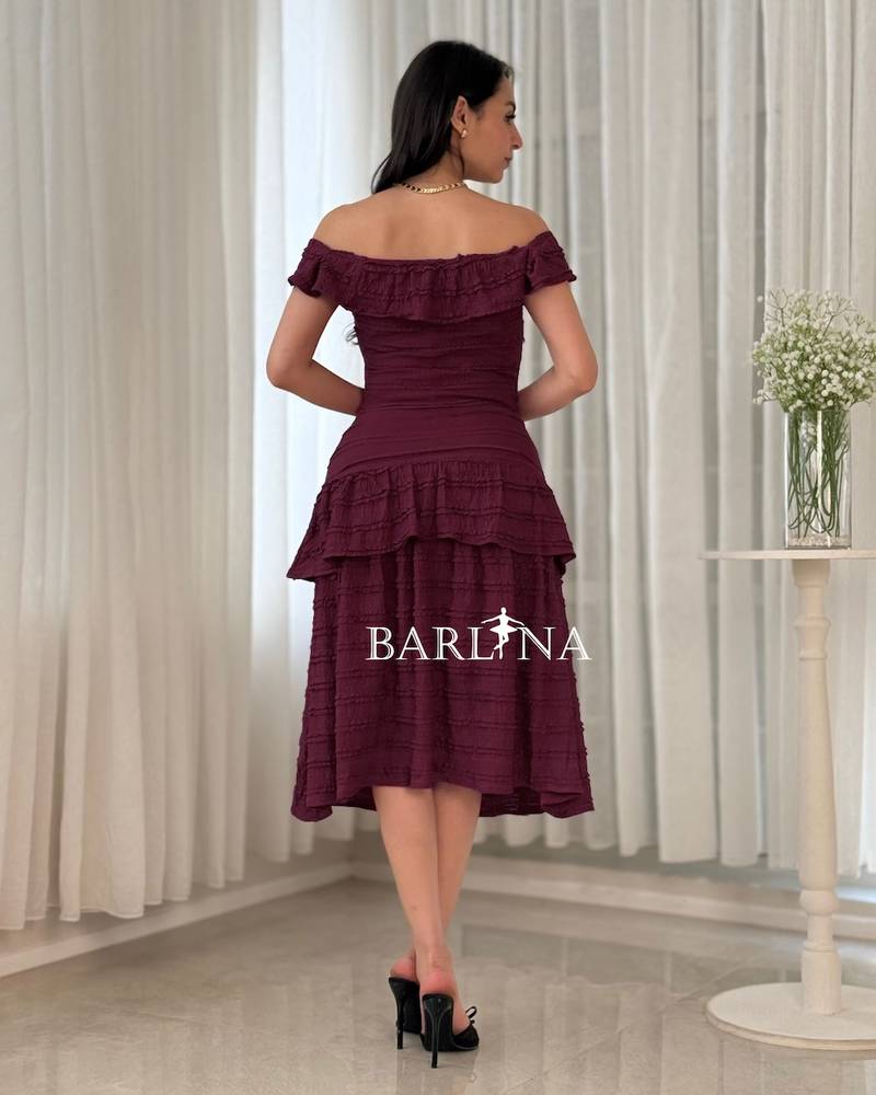  midi dress with soft layers