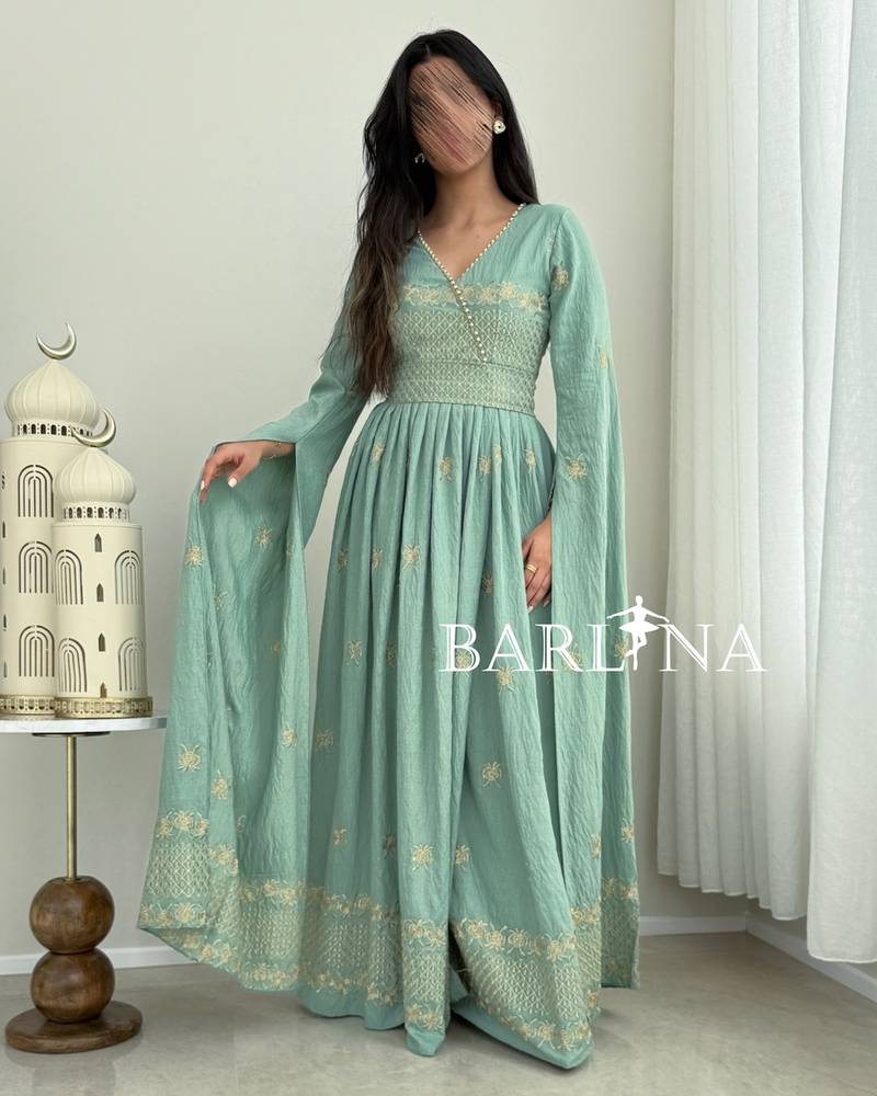 Tiffany jalabiya with golden embroidery