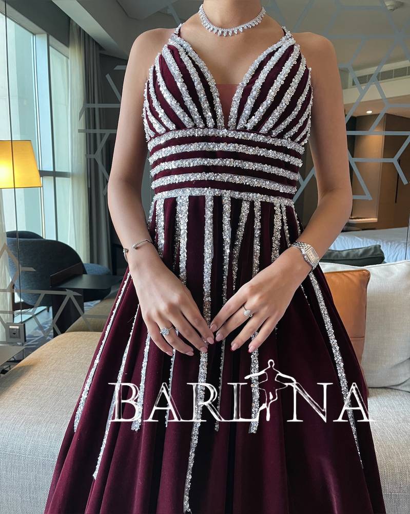 Velvet sequin evening dress