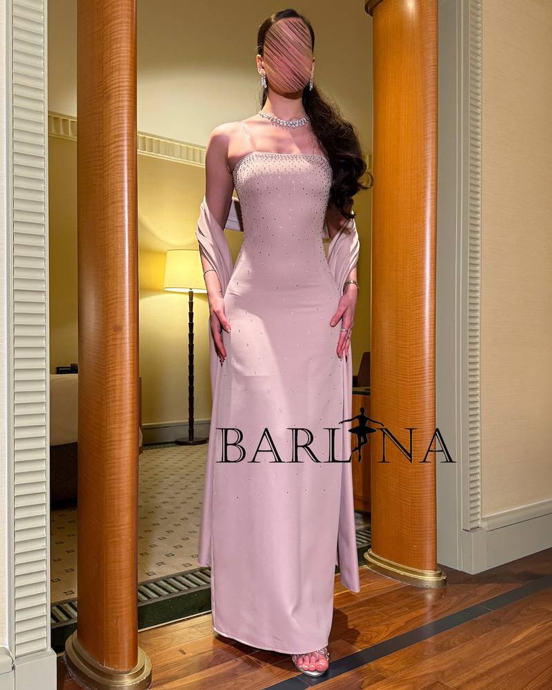 Soft pink dress embellished with scattered crystals