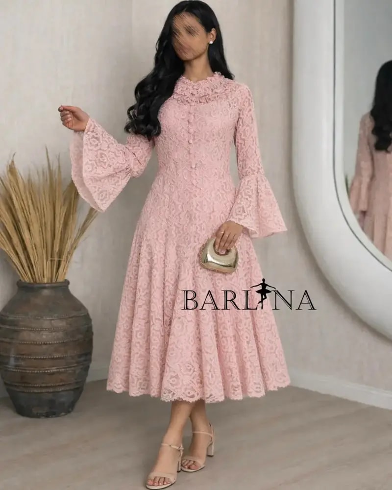 A soft dress adorned with elegant lace patterns