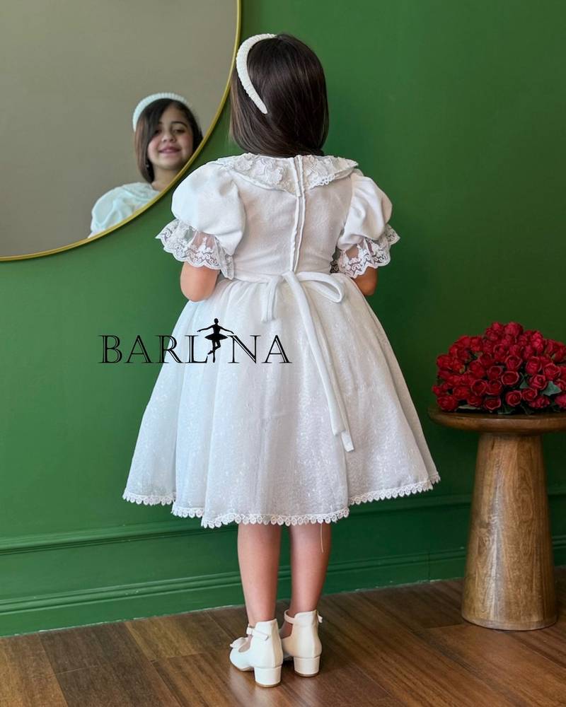white girls' dress with classic lace