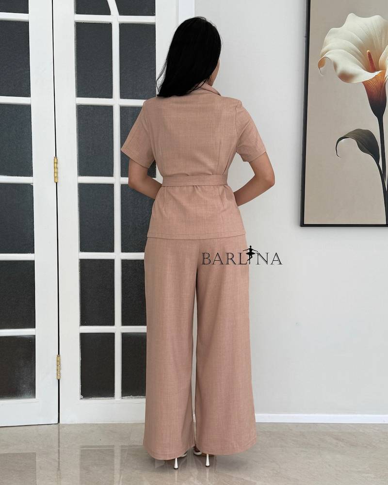 Women's set with a wrap top and wide-leg pants