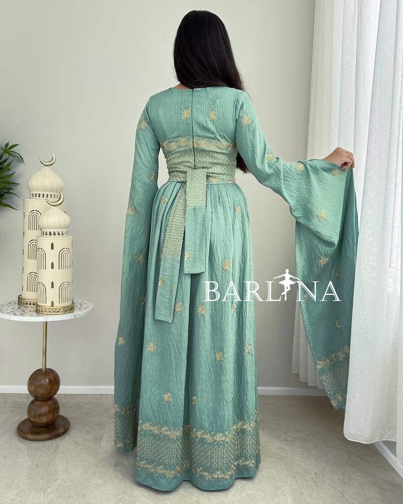 Tiffany jalabiya with golden embroidery