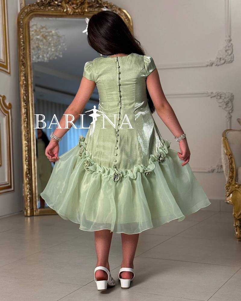 Soft girl's dress decorated with back buttons