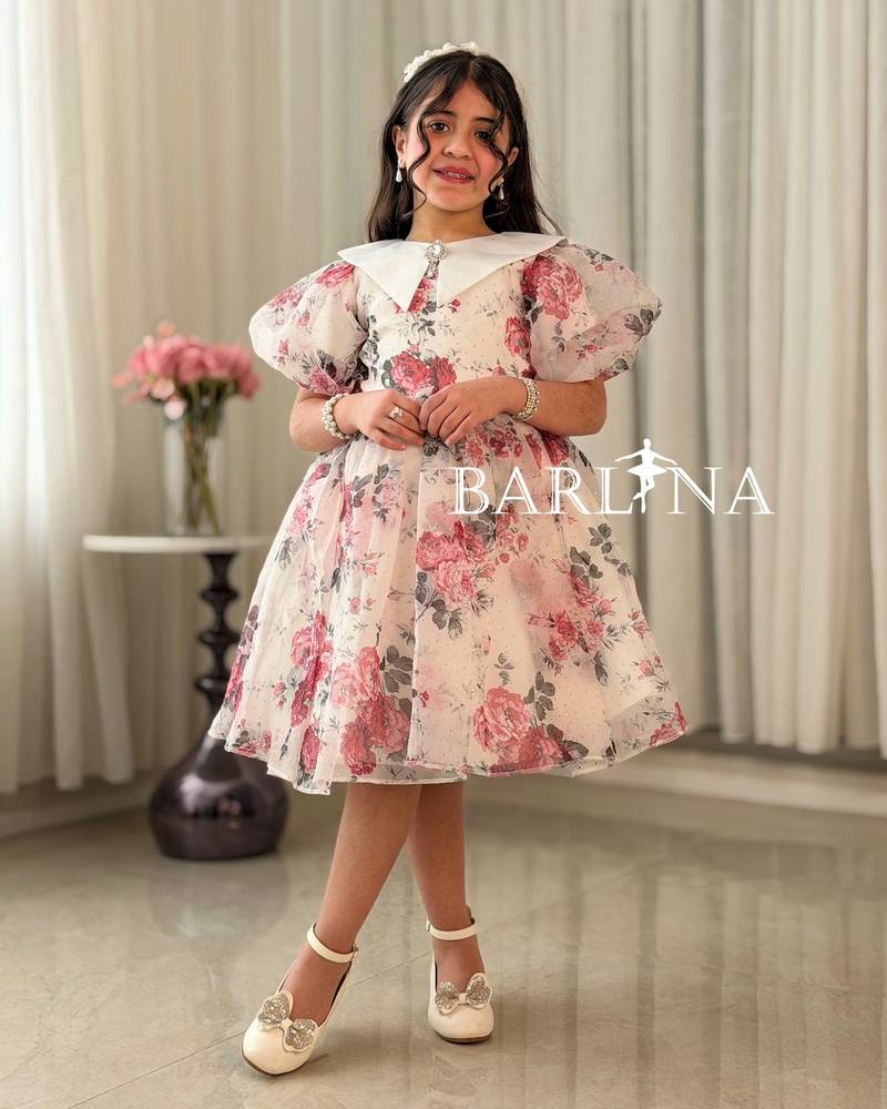 Girls' puffy floral dress