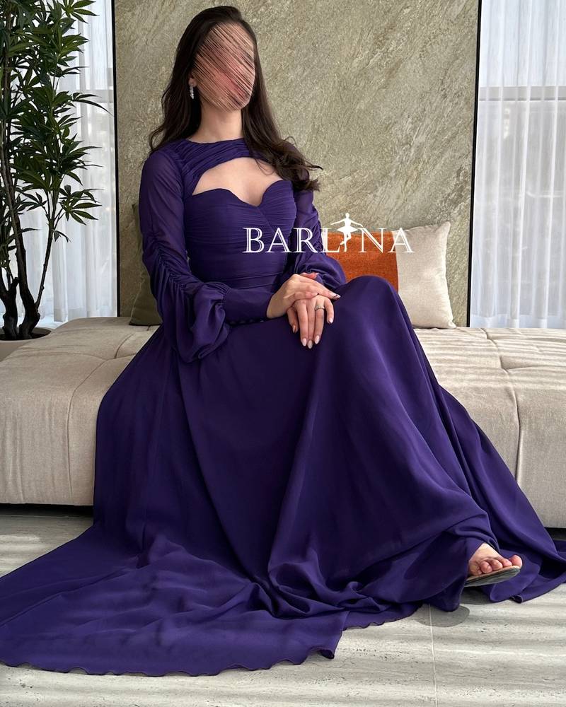 Royal purple dress with slit at the chest