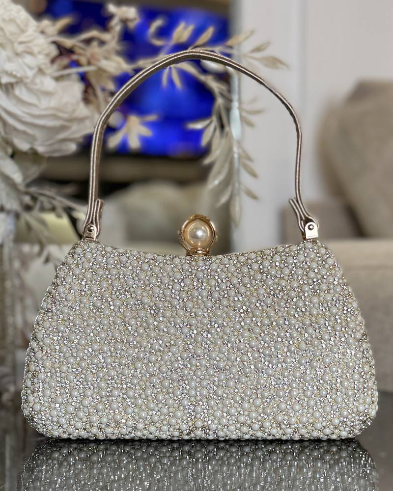 Pearl-embellished evening bag