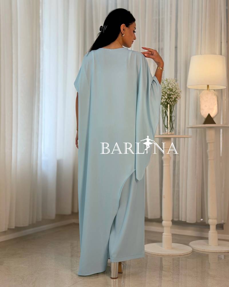 Elegant sky blue set with delicate embroidery