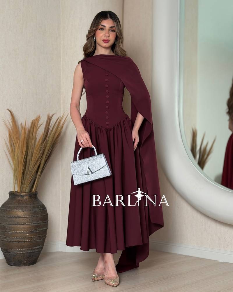Soft burgundy midi dress with front buttons