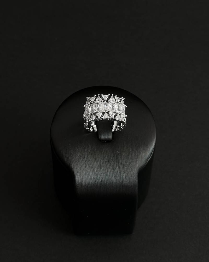 Elegant geometric design bracelet and ring set