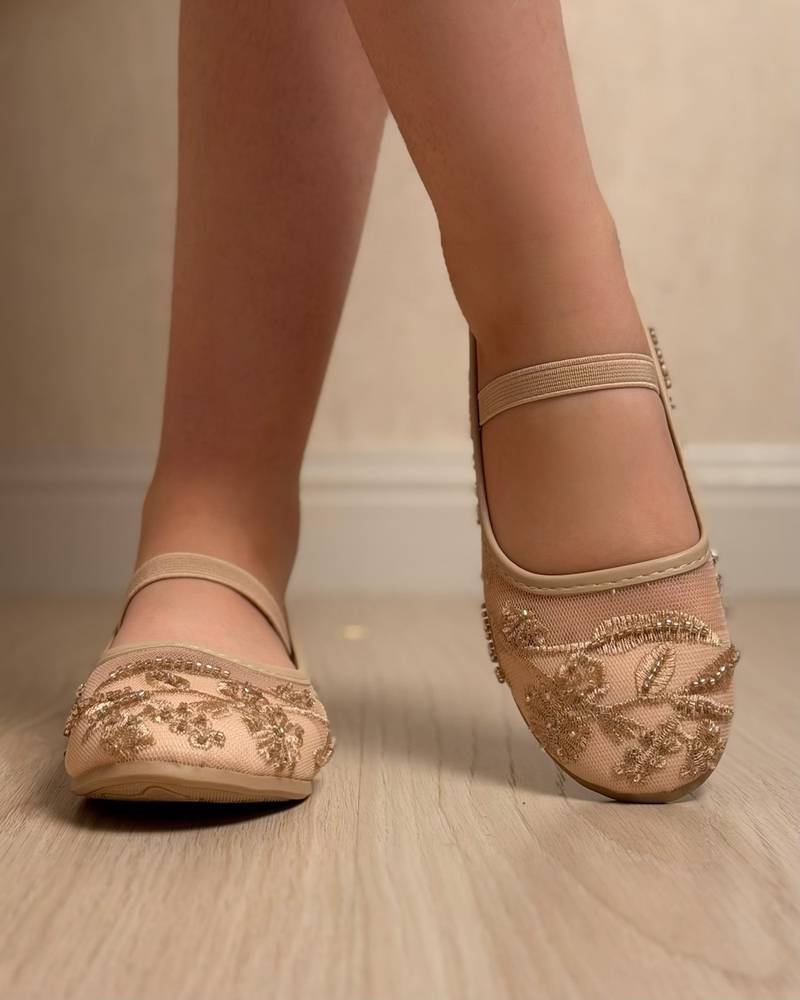 Stylish girls' shoes, transparent and patterned