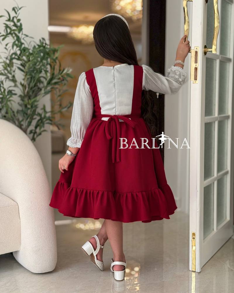 Girls' burgundy dress with an elegant classic design