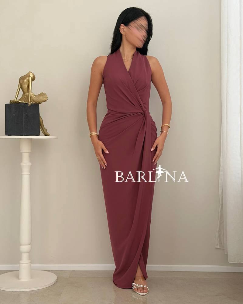 Soft long dress with a side wrap cut