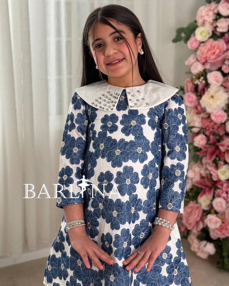 navy blue floral girl's dress