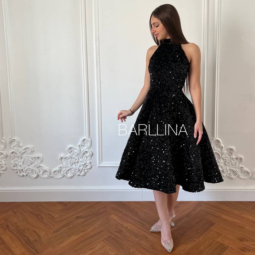 Black midi dress with sequins