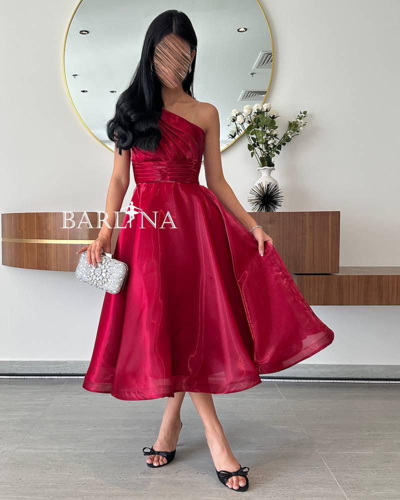Burgundy one shoulder dress with puffy skirt