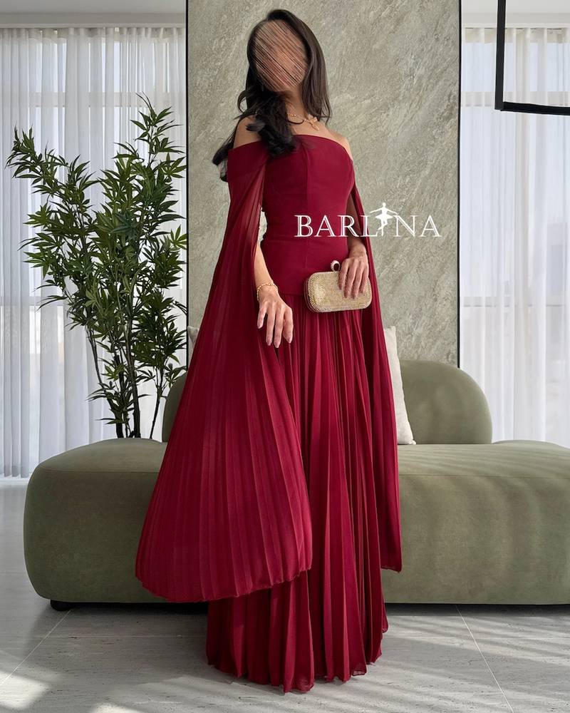 Burgundy flowy dress with pleated sleeves