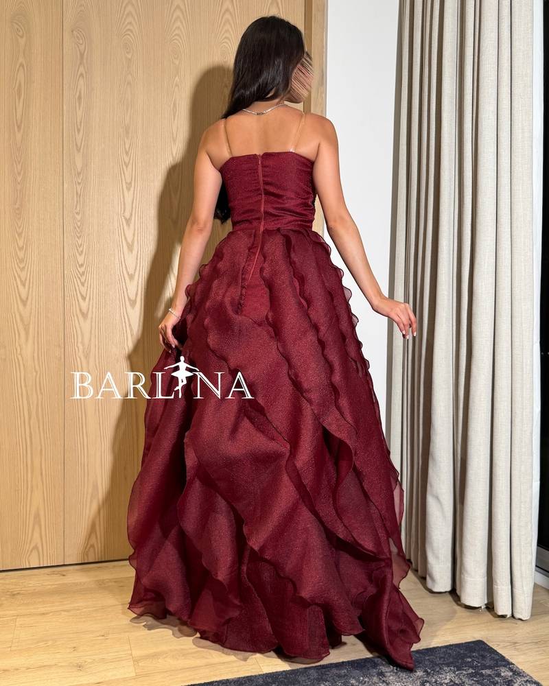 Burgundy layered puffy dress