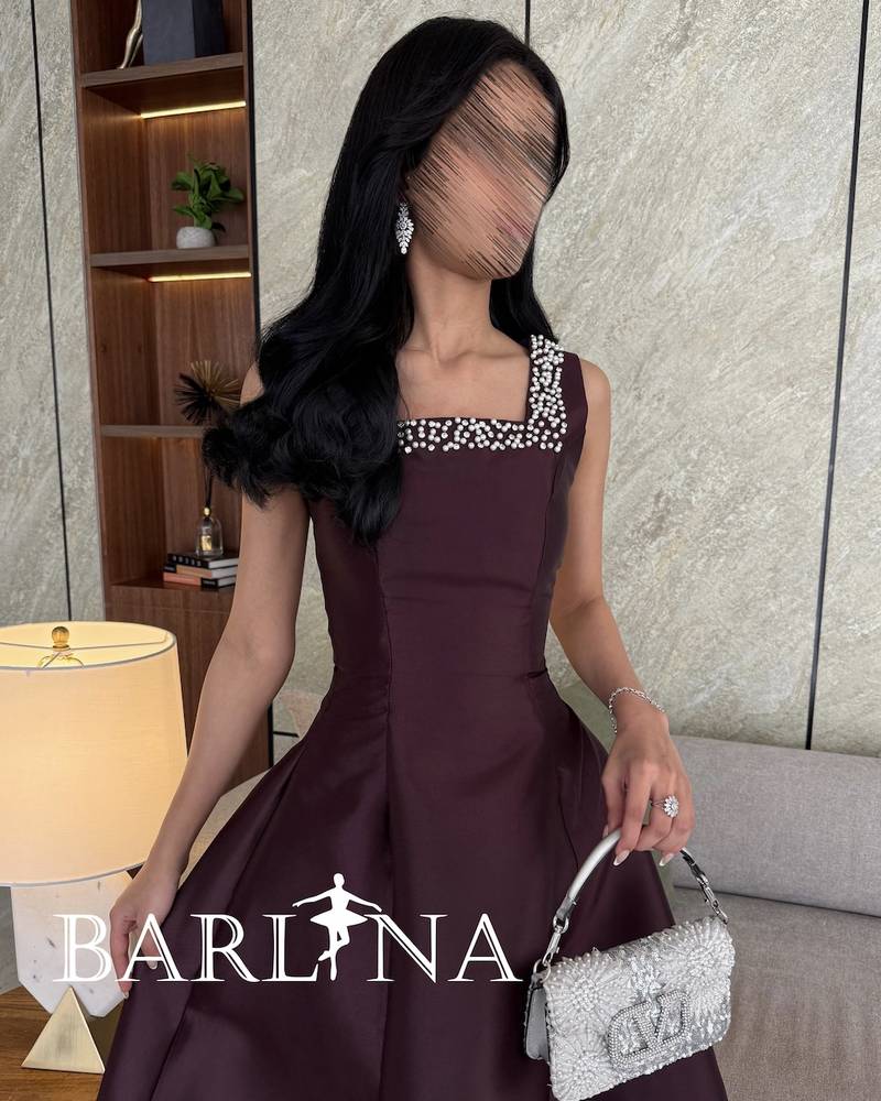 Classic cut burgundy evening dress