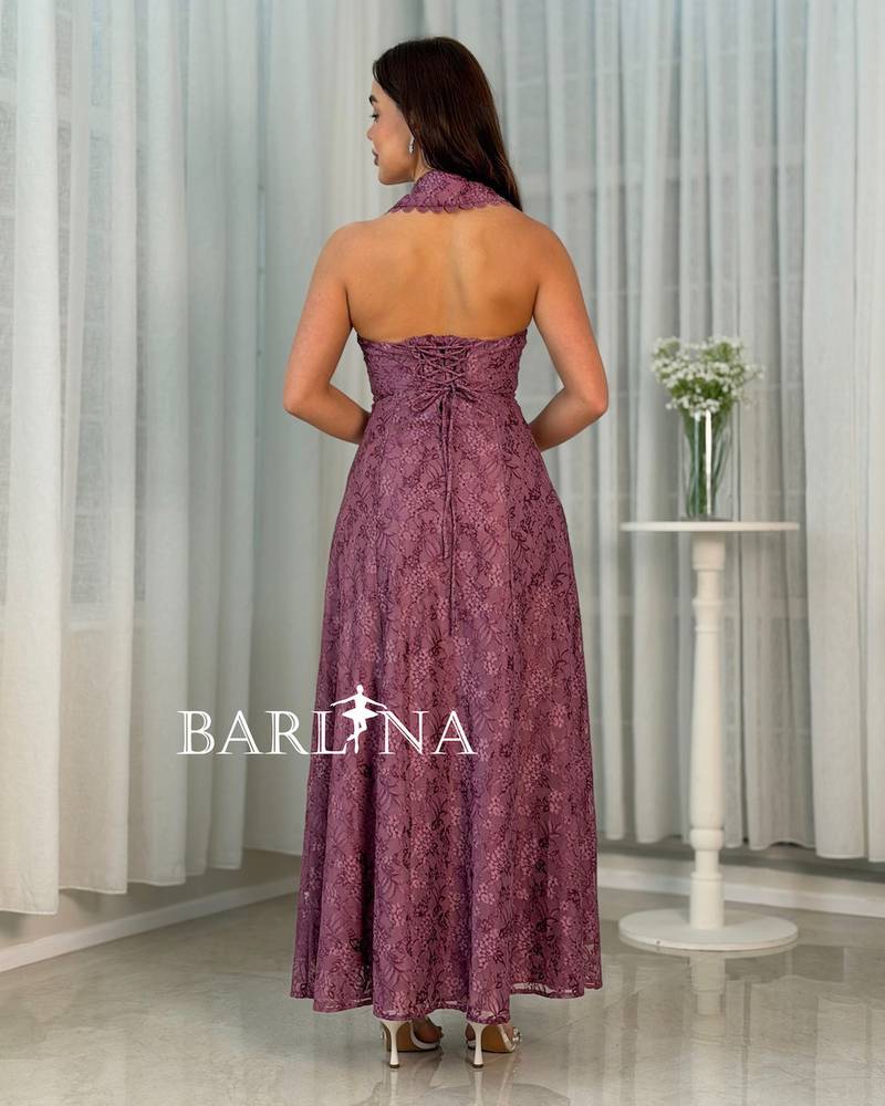 Purple lace dress with front buttons