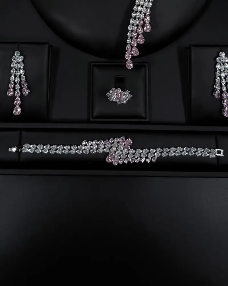 An accessory set adorned with elegant crystals and stones