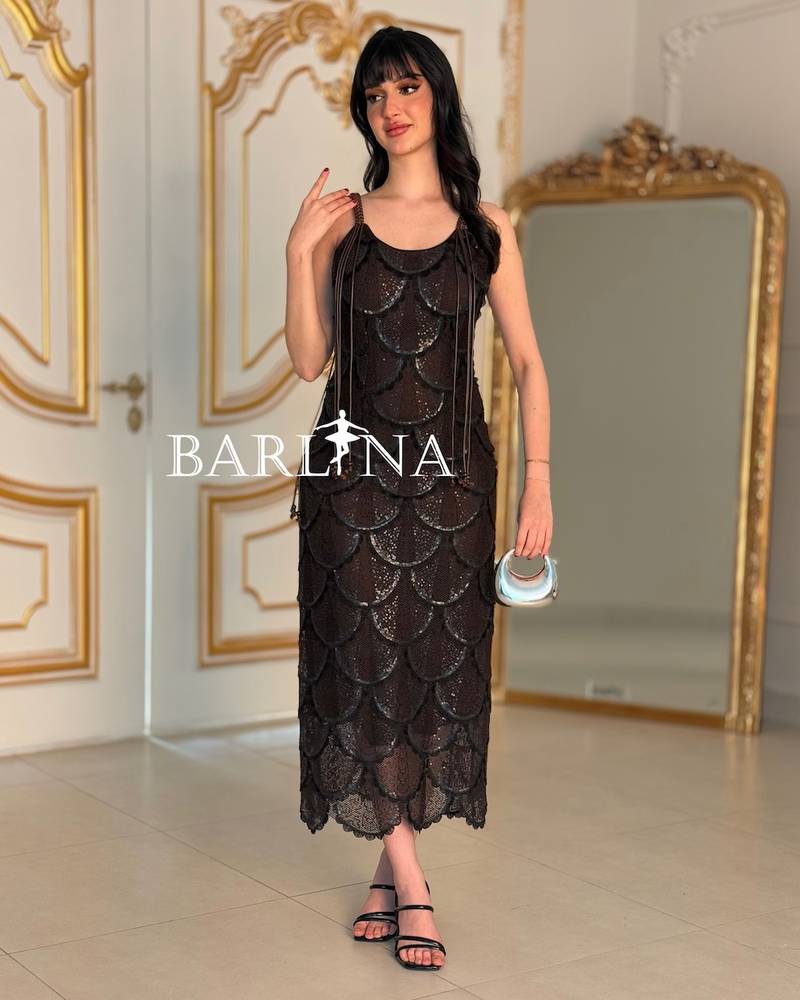 fitted dress with embroidered straps