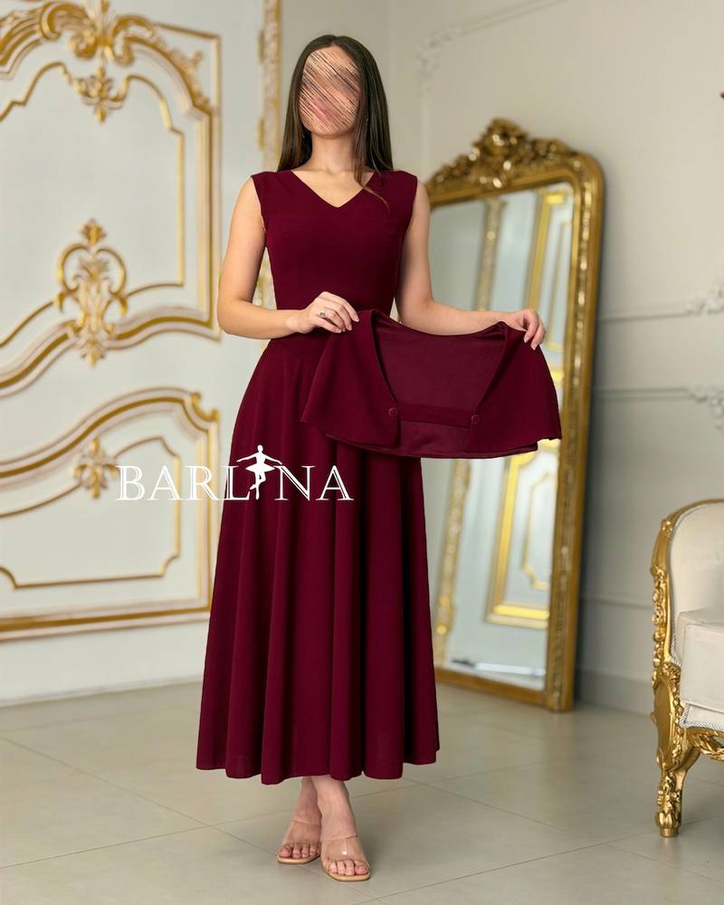 Elegant burgundy dress with a top