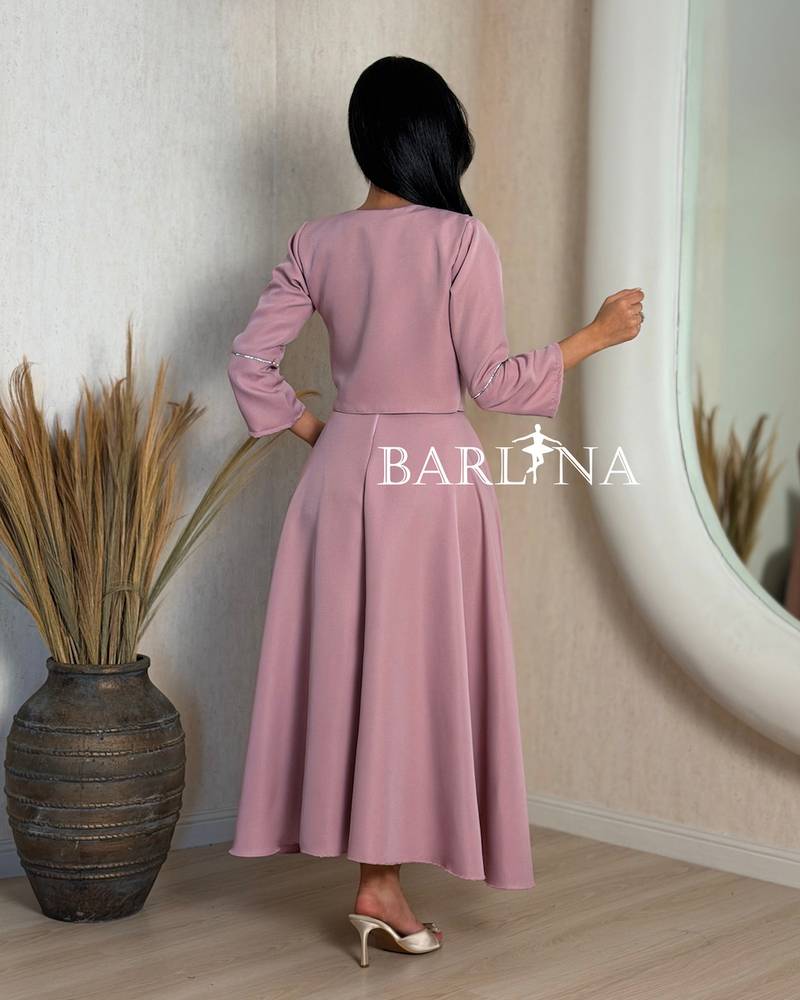 Pink dress with a short embroidered jacket
