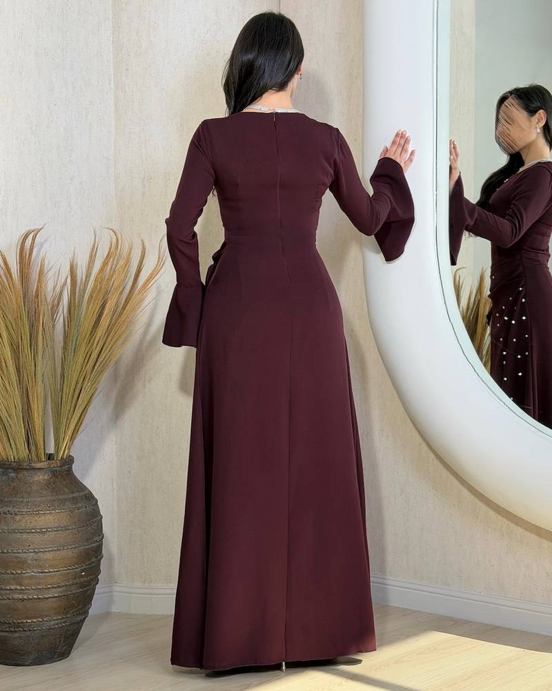 Women's long soft burgundy dress