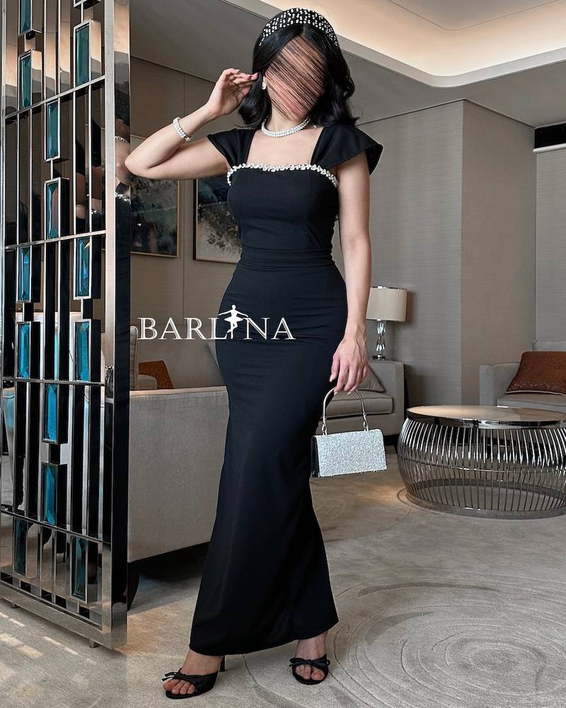 Black long dress with crystal edges