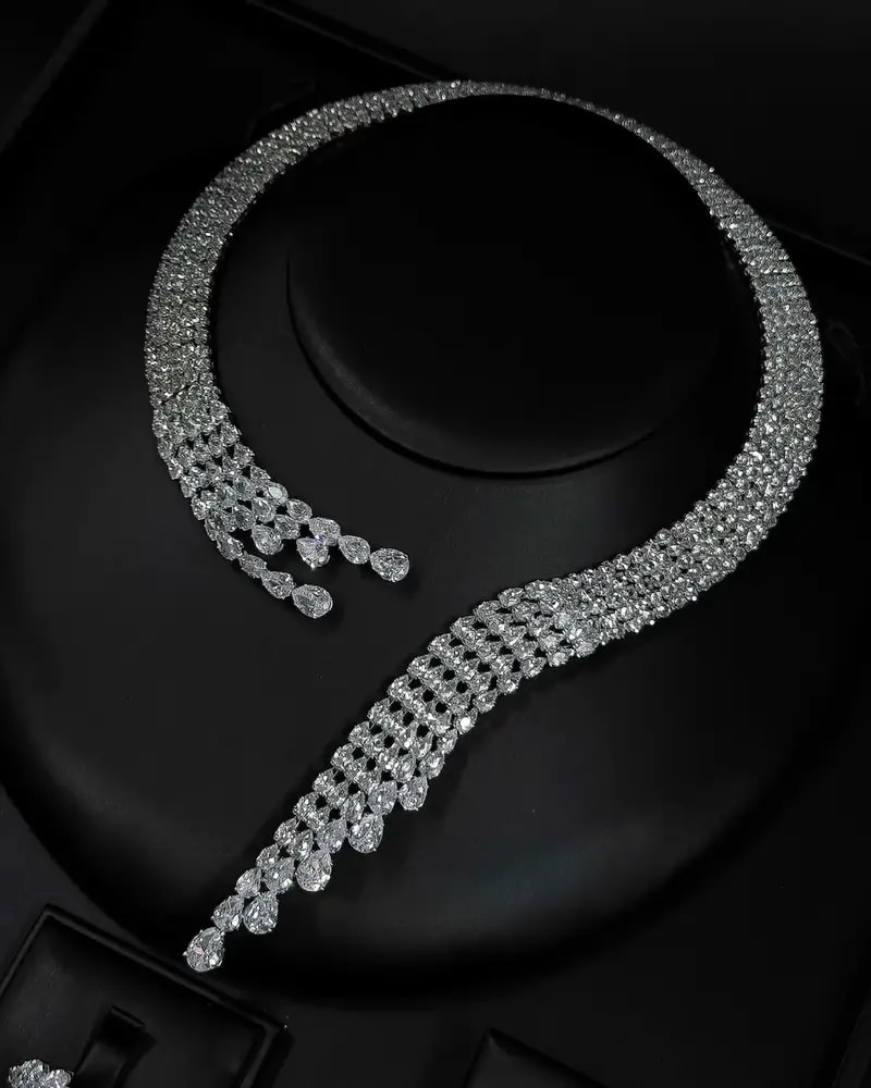 An accessory set adorned with elegant crystals and stones