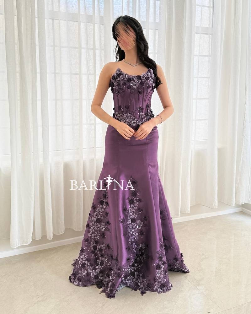 Purple mermaid corset evening dress