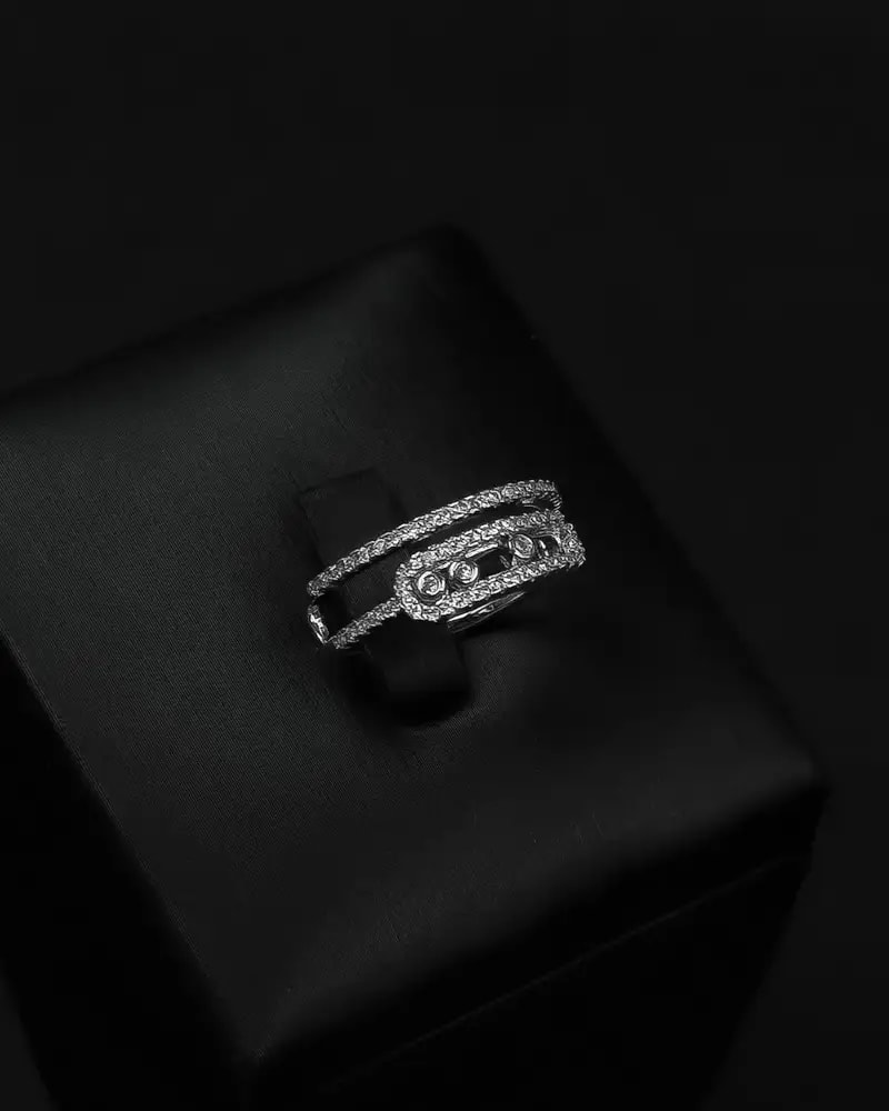Bracelet and ring with a double zircon design