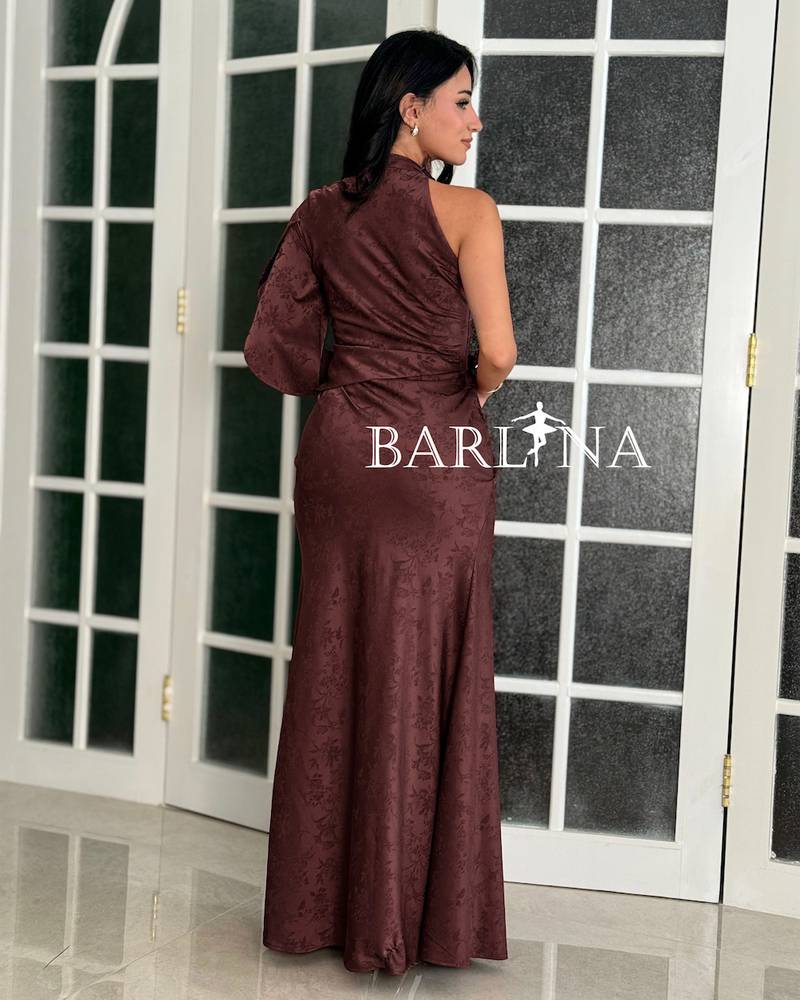 A long dress with a delicate pattern and elegant design